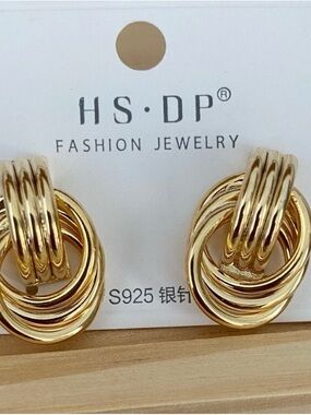 Gold Interlocking Hoop Earrings